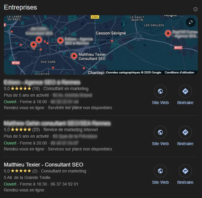 Illustration du référencement local sur Google Maps
